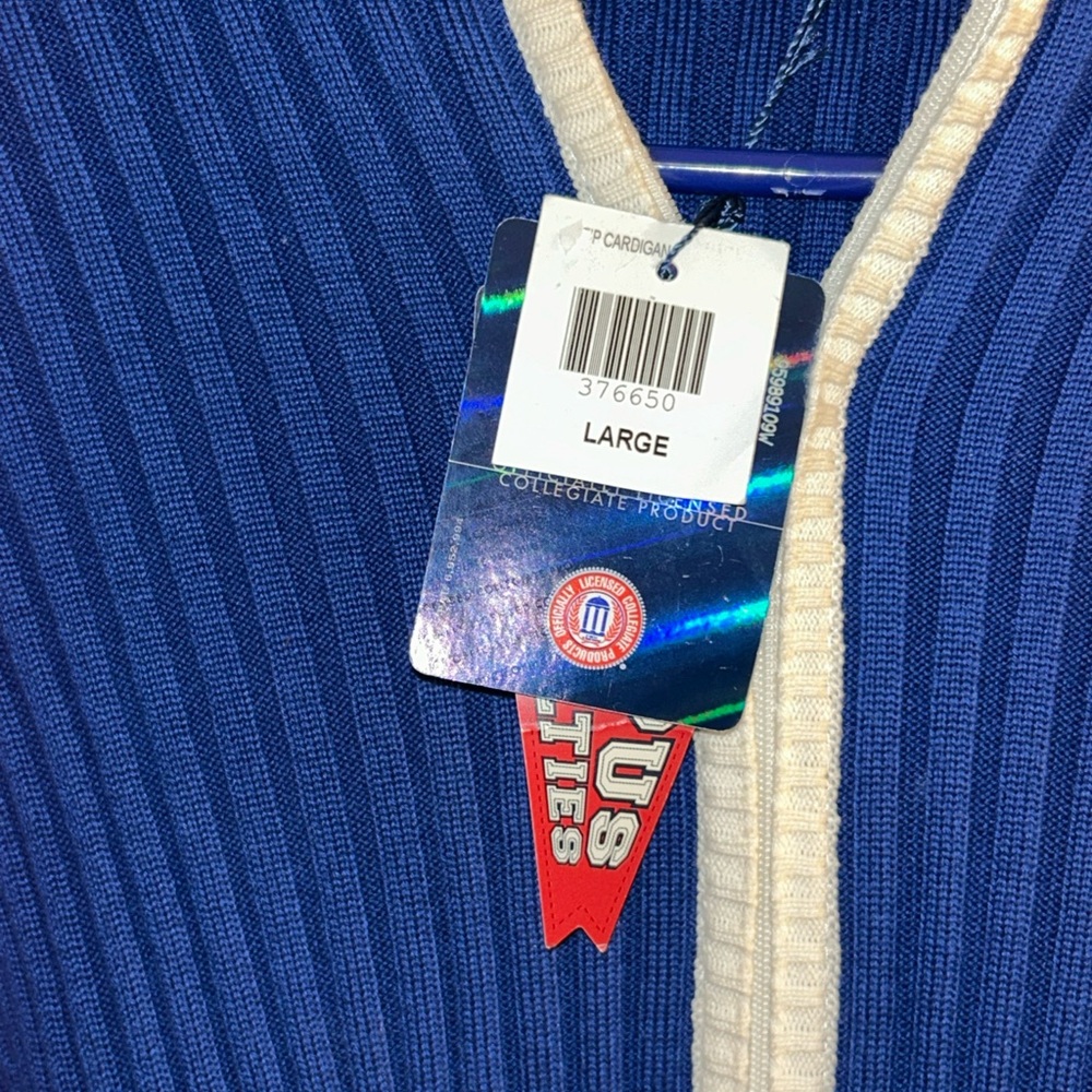 Large Blue Ribbed UK Zip-Up Cardigan - Picture 3 of 14